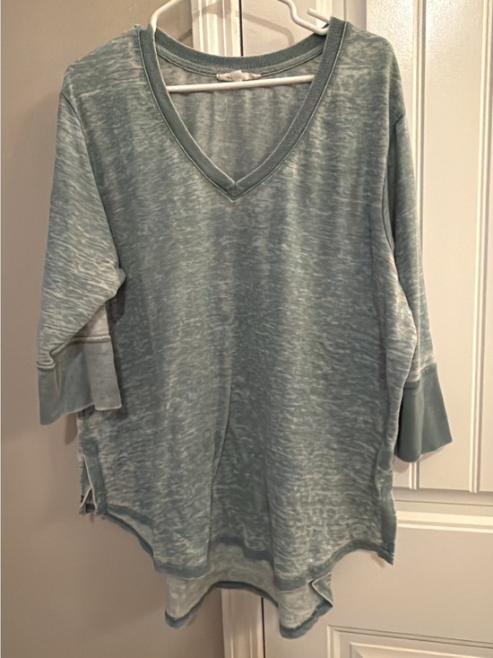Jane and Delancey Tops - Jane and Delancey Washed V-Neck Tunic in Sage